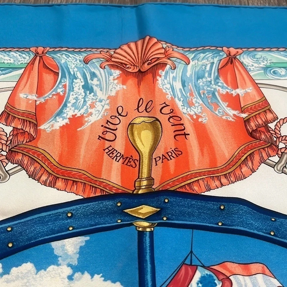 HERMES Vive Le Vent Carre 90 Silk Scarf Scarf Authentic